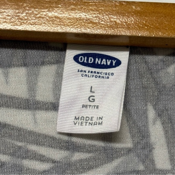 Old Navy Black Cap Sleeve Jersey Knit Palm Leaf Print Wrap Dress Petite L - Picture 5 of 6